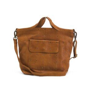LATICO Cognac Leather Jagger Crossbody Tote